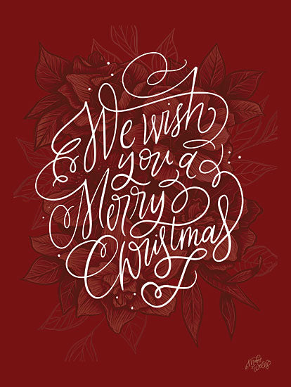 MakeWells MW102 - MW102 - Floral Merry Christmas - 12x16 Christmas, Holidays, We Wish You a Merry Christmas, Typography, Signs, Textual Art, Winter from Penny Lane