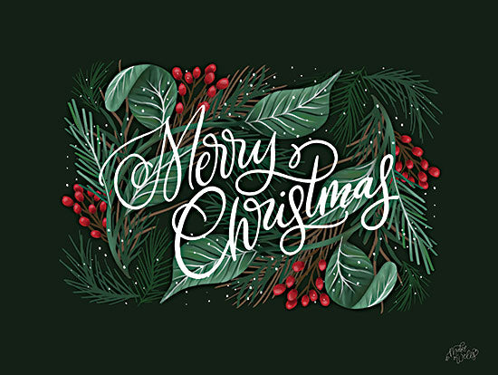 MakeWells MW103 - MW103 - Merry Christmas Berry and Branches    - 18x12  Christmas, Holidays,  Merry Christmas, Typography, Signs, Textual Art, Winter, Greenery, Berries from Penny Lane