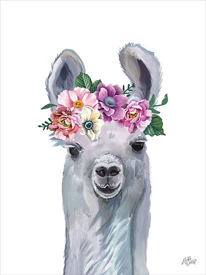 MakeWells MW108 - MW108 - Little Llama - 12x16 Whimsical, Llama, Flowers, Floral Crown, Portrait from Penny Lane