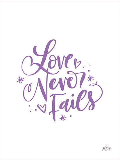 MakeWells MW114 - MW114 - Love Never Fails - 12x16 Inspirational, Love Never Fails, Typography, Signs, Textual Art, Tween, Purple, Motivational from Penny Lane
