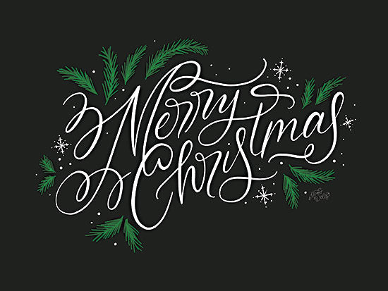 MakeWells MW152 - MW152 - Modern Merry Christmas - 16x12 Christmas, Holidays, Merry Christmas, Typography, Signs, Textual Art, Pine Sprigs, Winter, Black Background from Penny Lane