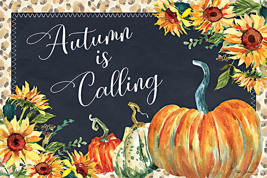 Nicole DeCamp ND148 - ND148 - Autumn is Calling - 18x12 Fall, Autumn is Calling, Typography, Signs, Textual Art, Pumpkins, Gourds, Sunflowers, Fall Flowers, Greenery, Watercolor, Leopard Print, Border from Penny Lane