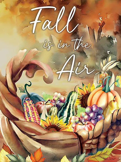 Nicole DeCamp ND173 - ND173 - Fall is in the Air - 12x16 Fall, Cornucopia, Pumpkin, Gourds, Indian Corn, Apples, Grapes, Pear, Fruit, Sunflowers, Flowers, Leaves, Fall is in the Air, Typography, Signs, Textual Art, Decorative from Penny Lane