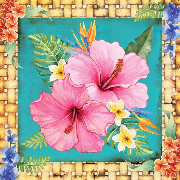 Nicole DeCamp ND235 - ND235 - Tropical Flowers - 12x12 Tropical, Flowers, Orchids, Pink Orchids, Blue Flowers, Orange Flowers, Leaves, Palm Leaves from Penny Lane