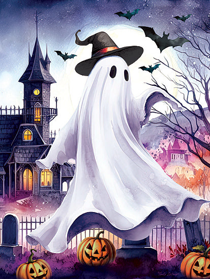 Nicole DeCamp ND281 - ND281 - Witchy Ghost - 12x16 Halloween, Ghost, Witch's Hat, Haunted House, Bats, Fence, Jack O'Lanterns from Penny Lane