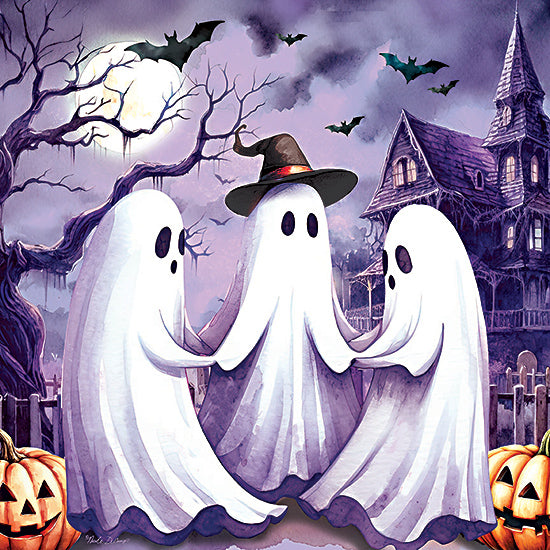 Nicole DeCamp ND283 - ND283 - Ghost Trio - 12x12 Halloween, Ghosts, Witch's Hat, Moon, Haunted House, Bats, Tree, Jack O'Lanterns from Penny Lane