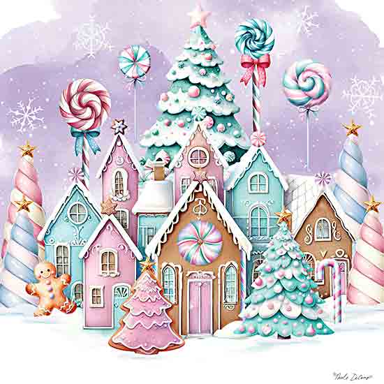 Nicole DeCamp ND314 - ND314 - Candyland Gingerbread Village - 12x12 Christmas, Holidays, Fantasy, Gingerbread Houses, Gingerbread Man, Candy, Winter, Snow, Candyland Gingerbread Village from Penny Lane