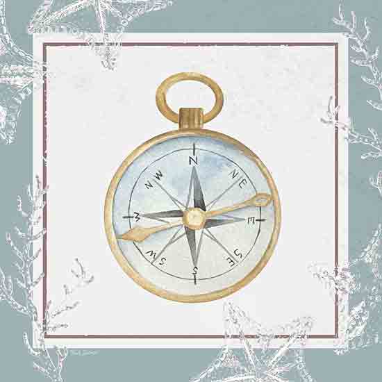 Nicole DeCamp ND329 - ND329 - Coastal Chic Compass - 12x12 Coastal, Compass, Coral, Stamped, Matted Picture from Penny Lane
