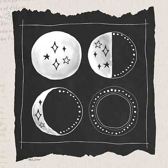 Nicole DeCamp ND332 - ND332 - Free Spirit Moon Phases - 12x12 Astronomy, Celestial, Moon, Phases of the Moon, Stars, Patterns, Black & White, Triptych from Penny Lane