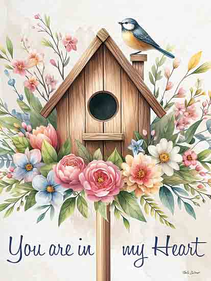 Nicole DeCamp ND367 - ND367 - You Are in My Heart - 12x16 Bereavement, Flowers, Greenery, Bird, Birdhouse, Inspirational, You are in My Heart, Typography, Signs, Textual Art, Spring from Penny Lane