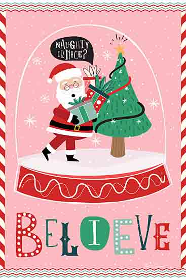 Nicole DeCamp ND378 - ND378 - Believe Snowglobe - 12x18 Christmas, Holidays, Snow Globe, Santa Claus, Christmas Tree, Believe, Typography, Signs, Textual Art, Winter, Snowflakes, Presents, from Penny Lane