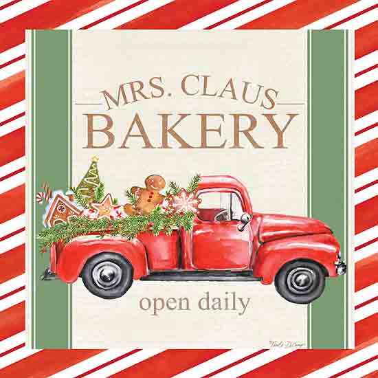Nicole DeCamp ND381 - ND381 - Mrs Claus Bakery - 12x12 Christmas, Holidays, Red Truck, Gingerbread, Kitchen, Mrs. Claus Bakery Open Daily, Typography, Signs, Textual Art, Greenery, Patterns, Winter from Penny Lane