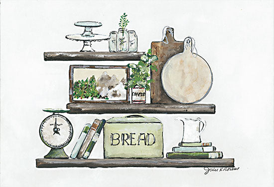 Julie Norkus NOR148 - NOR148 - Kitchen Wall Styling - 18x12 Kitchen, Shelves, Bread Box, Scales, Cutting Boards, Cookbooks, Kitchen Essentials from Penny Lane
