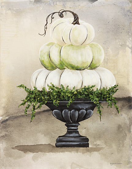 Julie Norkus NOR162 - NOR162 - Triple Pumpkin Urn - 12x16 Pumpkins, White Pumpkins, Still Life, Urn, Autumn from Penny Lane