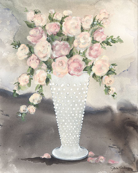 Julie Norkus NOR216 - NOR216 - Hobnail Roses - 12x16 Roses, Pink Flowers, Flowers, Hobnail Vase, White Vase, Bouquet, Blooms, Botanical from Penny Lane