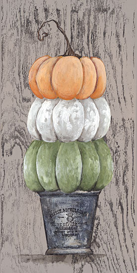 Julie Norkus NOR231 - NOR231 - Triple Pumpkin in Stamped Pot - 10x20 Still Life, Pumpkins, Enamelware, Fall, Rustic, French Country from Penny Lane