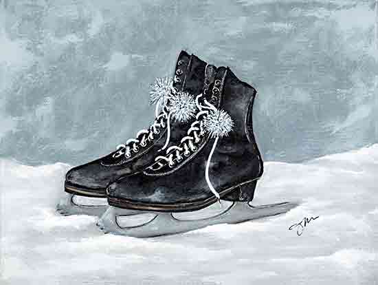 Julie NorKus NOR292 - NOR292 - Black Skate Study - 16x12 Winter, Ice-Skates, Black Ice-Skates, Winter Sport, Snow, Black Skate Study from Penny Lane