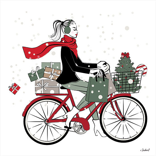 Martina Pavlova PAV285 - PAV285 - Christmas on Bike - 12x12 Christmas, Bicycle, Woman, Christmas Tree, Candy Cane, Presents, Fashion from Penny Lane