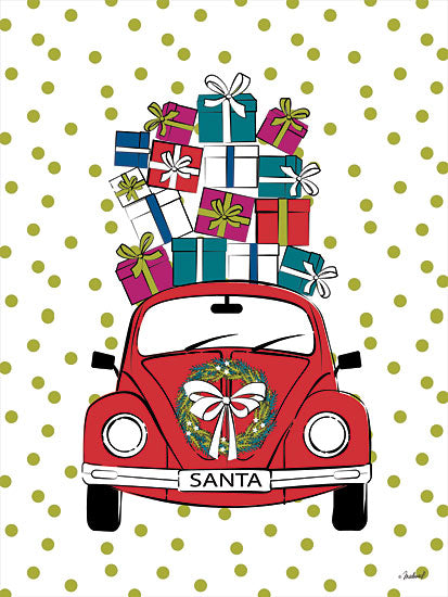 Martina Pavlova PAV329 - PAV329 - Santa Car      - 12x16 Car, Presents, Wreath, Polka Dots, Christmas from Penny Lane
