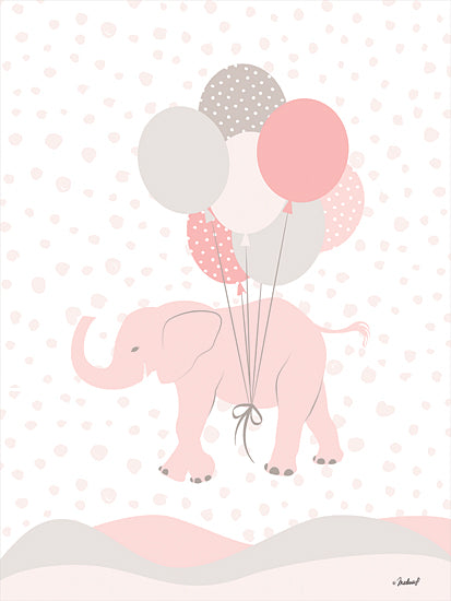 Martina Pavlova PAV341 - PAV341 - Elephant & Balloons     - 12x16 Pink Elephant, Balloons from Penny Lane