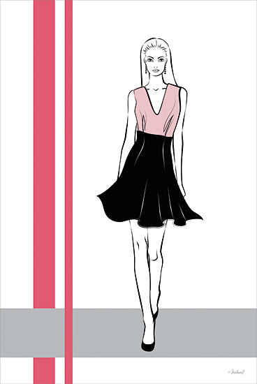 Martina Pavlova PAV529 - PAV529 - Glambition Girl - 12x18 Woman, Fashion, Figurative, Pink and Black Dress, Drawing Print from Penny Lane