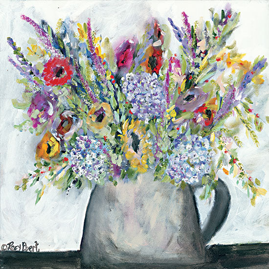 Roey Ebert REAR336 - REAR336 - Hydrangeas in Pitcher - 12x12 Abstract, Flowers, Pitcher, Hydrangeas, Bouquet from Penny Lane