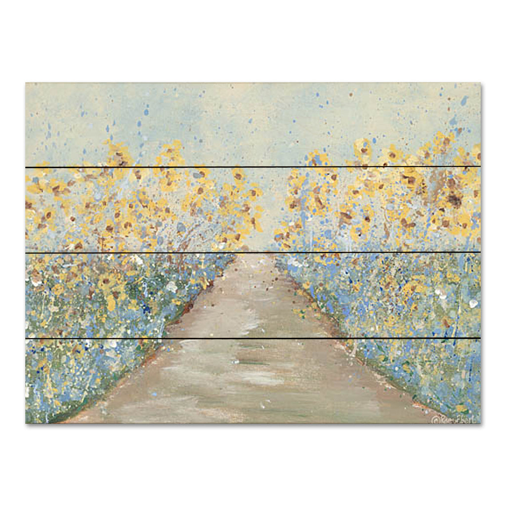 Roey Ebert REAR412PAL - REAR412PAL - Path to Buttercup Cottage - 16x12 Abstract, Flowers, Buttercups, Field of Flowers, Path, Spring, Spring Flowers, Landscape from Penny Lane