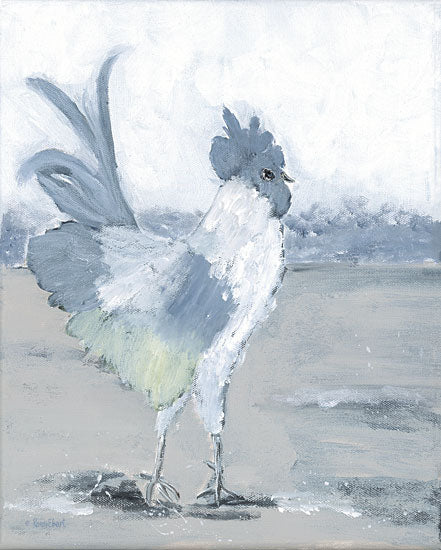 Roey Ebert REAR430 - REAR430 - Rooster I - 12x16 Abstract, Rooster, Farm Animal, Blue & White, Landscape from Penny Lane