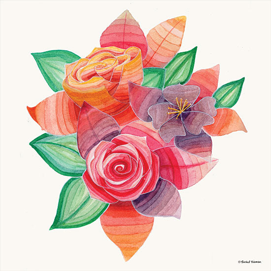 Rachel Nieman RN101 - RN101 - Stiped Vibrant Florals - 12x12 Floral, Bouquet, Modern from Penny Lane