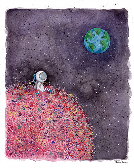 Rachel Nieman RN118 - RN118 - Sitting on a Flower Moon - 12x16 Moon, Flower Moon, Astronaut, Earth from Penny Lane