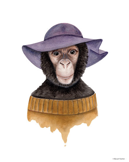Rachel Nieman RN125 - RN125 - Cozy Chimp - 12x16 Chimpanzee, Monkey, Hat, Portrait from Penny Lane
