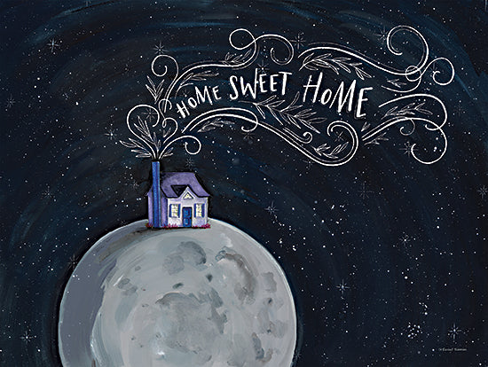 Rachel Nieman RN177 - RN177 - Home Sweet Home - 16x12 Home Sweet Home, House, Smoke, Moon, Earth, Whimsical from Penny Lane