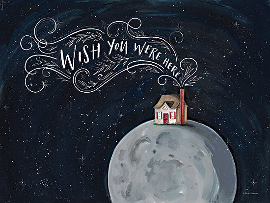 Rachel Nieman RN178 - RN178 - Wish You Were Here - 16x12 Wish You Were Here, House, Smoke, Moon, Earth, Whimsical from Penny Lane
