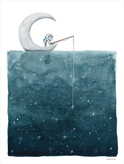 Rachel Nieman RN182 - RN182 - Fishing For Stars     - 12x16 Moon, Stars, Astronaut, Whimsical, Fishing, Space from Penny Lane