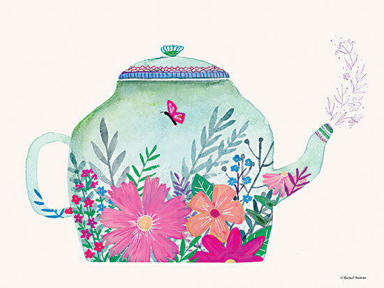 Rachel Nieman RN356 - RN356 - Garden Teapot - 16x12 Garden Teapot, Teapot, Flowers, Butterflies, Kitchen from Penny Lane