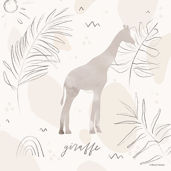 Rachel Nieman RN366 - RN366 - Jungle Safari Giraffe - 12x12 Baby, Baby's Room, New Baby, Safari Animals, Giraffe, Abstract, Neutral Palette, Signs from Penny Lane