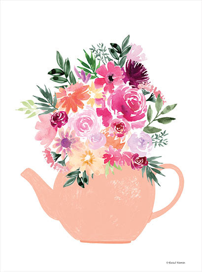 Rachel Nieman RN376 - RN376 - Floral Teapot - 12x16 Floral Teapot, Flowers, Teapot, Bouquet, Botanical, Kitchen, Whimsical from Penny Lane