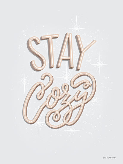 Rachel Nieman RN383 - RN383 - Stay Cozy - 12x16 Stay Cozy, Typography, Pink & White, Star Burst, Tween, Signs, Typography from Penny Lane