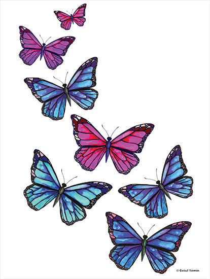 Rachel Nieman RN391 - RN391 - Vibrant Flying Butterflies - 12x16 Butterflies, Blue Butterflies, Pink Butterflies, Nature from Penny Lane