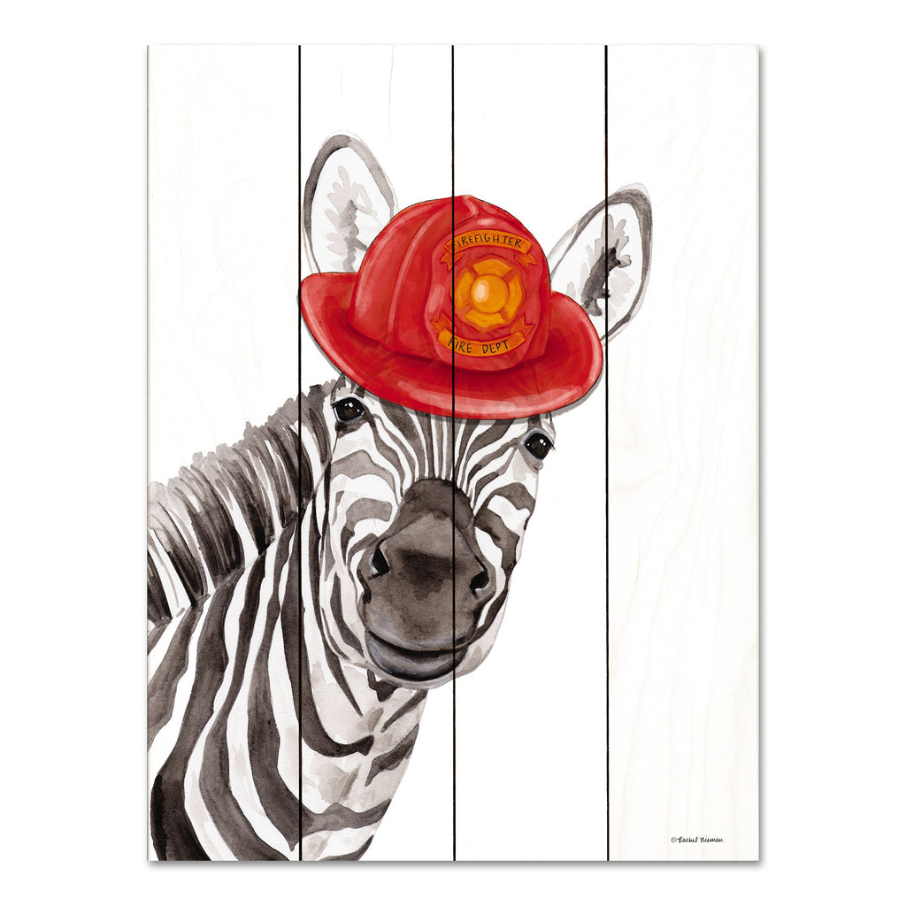 Rachel Nieman RN420PAL - RN420PAL - Firefighter Zebra - 12x16 Firefighter Zebra, Zebra, Whimsical, Children from Penny Lane