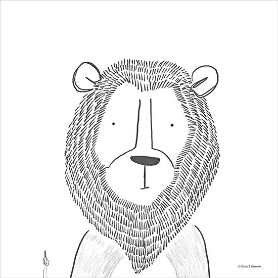 Rachel Nieman RN425 - RN425 - Lion Line Drawing 1 - 12x12 Lion, Line Drawing, Black & White, Children, Kid's Art from Penny Lane