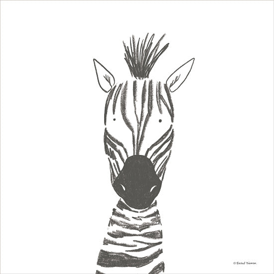 Rachel Nieman RN428 - RN428 - Zebra Line Drawing - 12x12 Zebra, Line Drawing, Black & White, Children, Kid's Art from Penny Lane