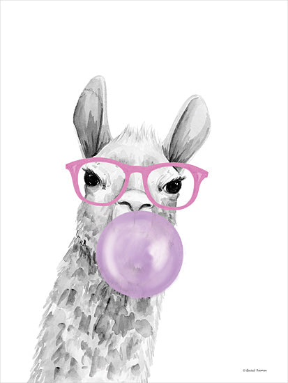 Rachel Nieman RN435 - RN435 - Bubble Gum Alpaca - 12x16 Alpaca, Bubble Gum, Glasses, Whimsical, Children from Penny Lane