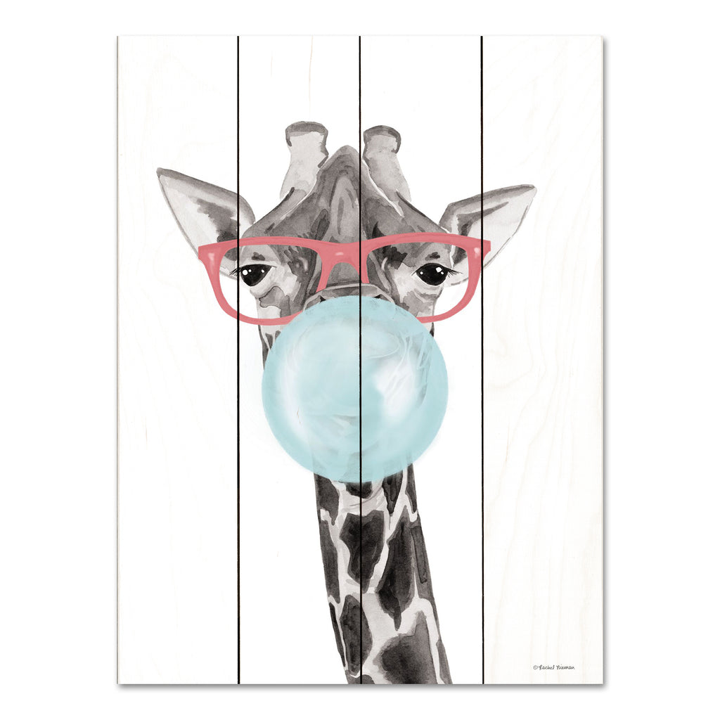 Rachel Nieman RN437PAL - RN437PAL - Bubble Gum Giraffe - 12x16 Giraffe, Bubble Gum, Glasses, Whimsical, Children from Penny Lane