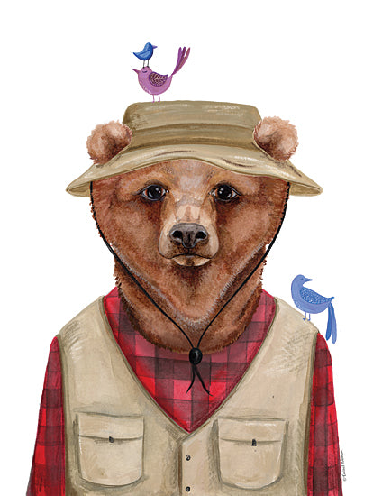 Rachel Nieman RN444 - RN444 - Camping Bear - 12x16 Lodge, Bear, Whimsical, Birds, Masculine, Fishing, Fall from Penny Lane