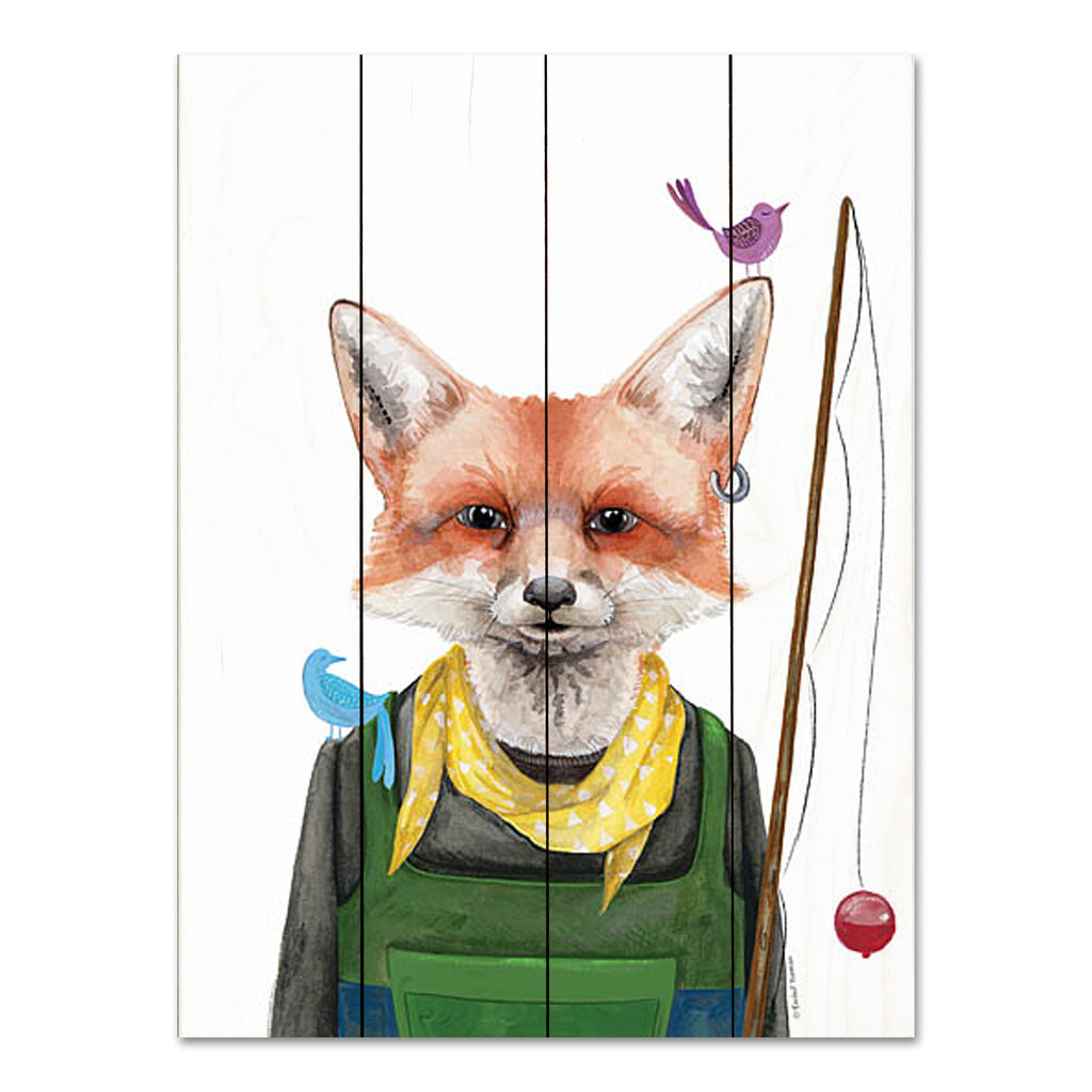 Rachel Nieman RN446PAL - RN446PAL - Fishing Fox - 12x16 Lodge, Fox, Whimsical, Birds, Masculine, Camping, Fishing, Fall from Penny Lane