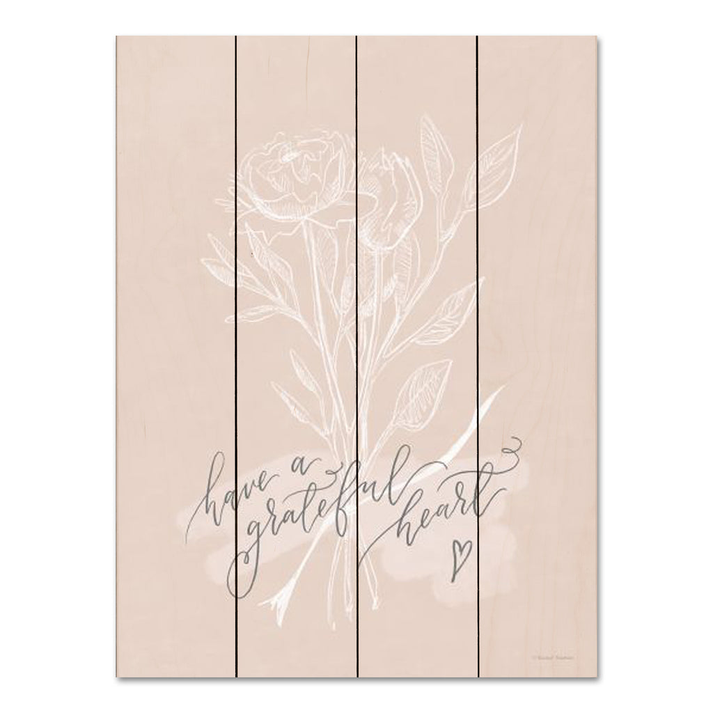 Rachel Nieman RN464PAL - RN464PAL - Have a Grateful Heart - 12x16 Have a Grateful Heart, Flowers, Sketch, Pink & White, Typography, Signs from Penny Lane