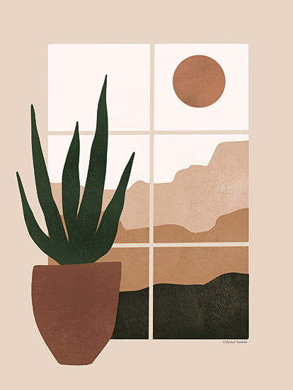 Rachel Nieman RN508 - RN508 - Desert View - 12x16 Abstract, Cactus, Desert, Window, Mountains, Southwestern from Penny Lane
