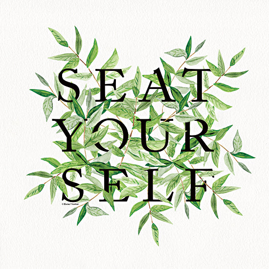 Rachel Nieman RN523 - RN523 - Seat Yourself - 12x12 Bath, Bathroom, Green Plants, Leaves, Greenery,  Humor, Seat Yourself, Typography, Signs, Textual Art from Penny Lane
