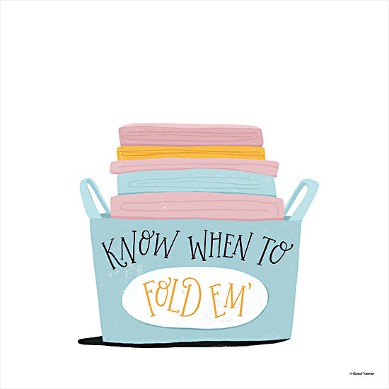 Rachel Nieman RN595 - RN595 - Laundry - Know When to Fold Them - 12x12 Laundry, Laundry Room, Humor, Know when to Fold Em', Typography, Signs, Textual Art, Laundry Basket, Folded Clothes, Triptych from Penny Lane